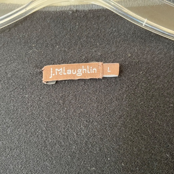 J.‎ McLaughlin Sz L Black Gray Cardigan Sweater Open Cascade Soft Knit - Picture 3 of 9